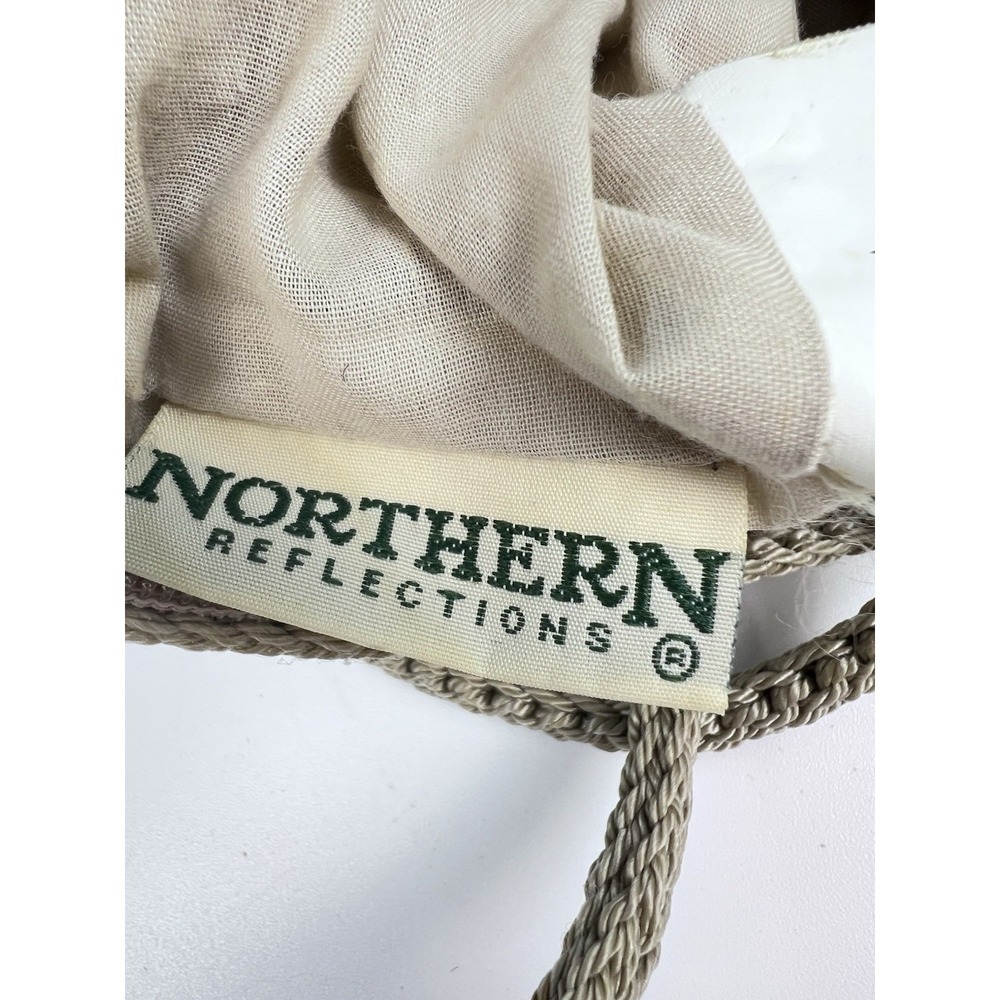 Northern Reflections Crochet Woven Crossbody Bag Purse Rayon Beige Boho Vintage - Picture 4 of 9